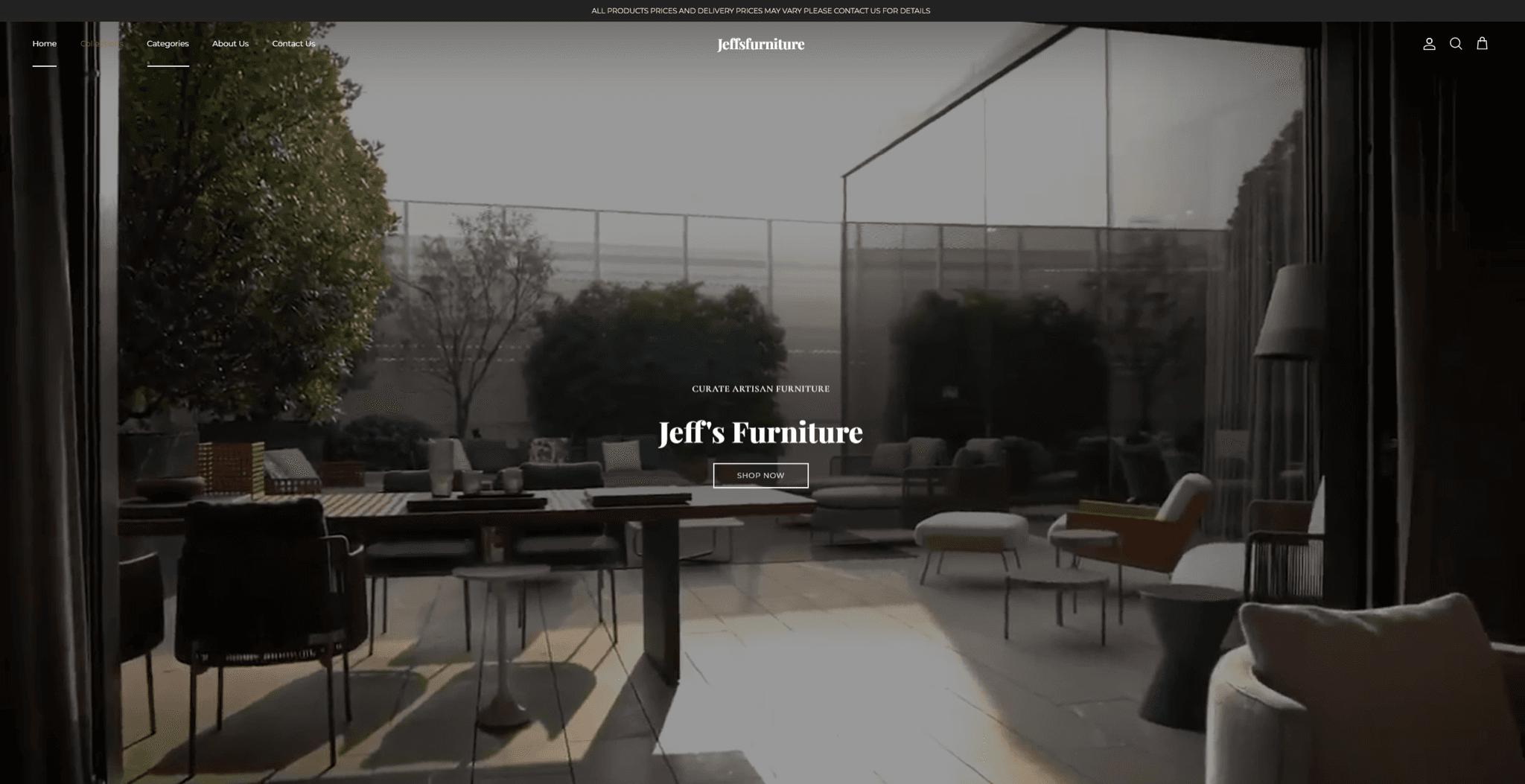 Jeff's Furniture product detail page with immersive visuals and structured CTA hierarchy